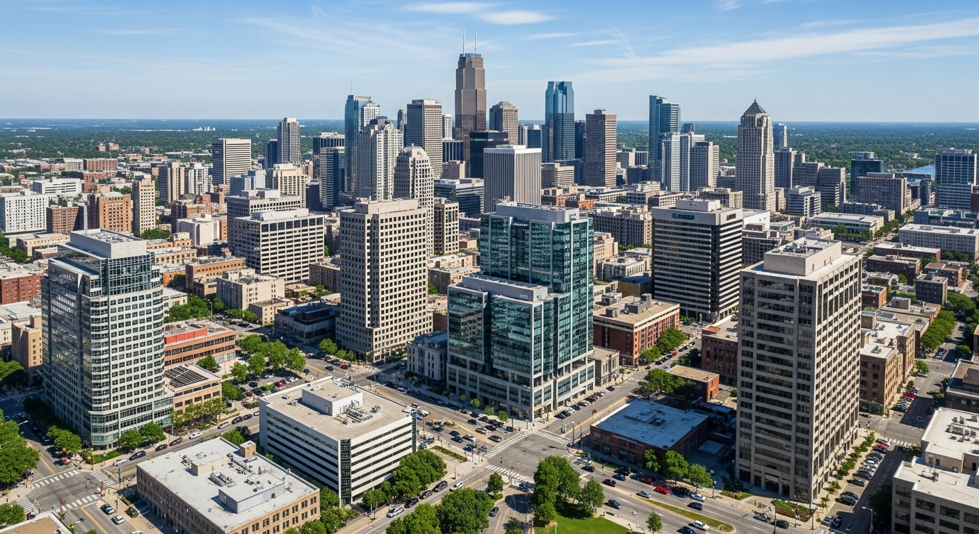 Downtown Orlando business district in Orlando showing modern commercial buildings and business environment