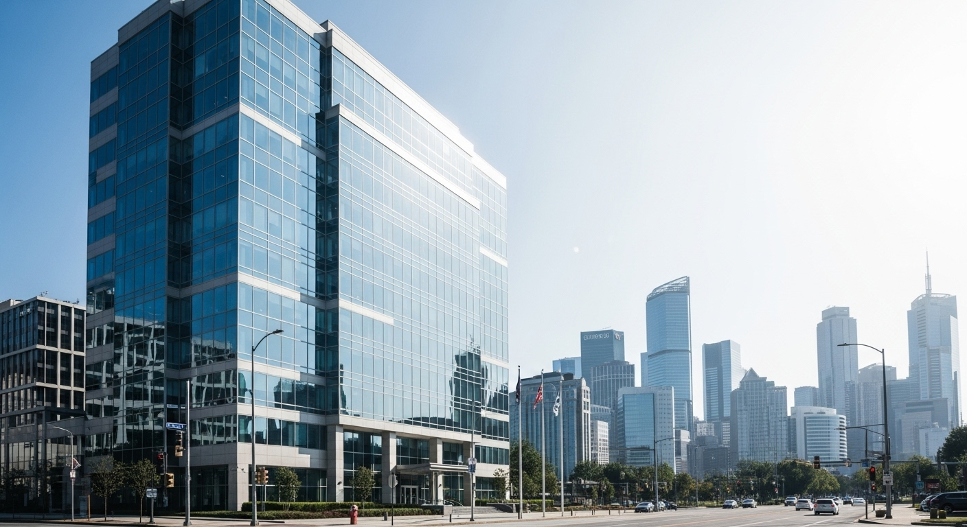 Lake Nona Medical City business district in Orlando showing modern commercial buildings and business environment